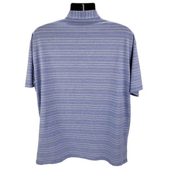 ORVIS Polo Shirt Men's XL Blue Stripe Stretch Wicking Short Sleeve Golf Casual - Picture 3 of 7